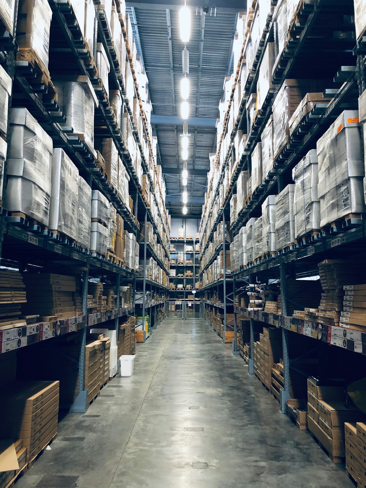 Pharmaceutical distribution warehouse aisle